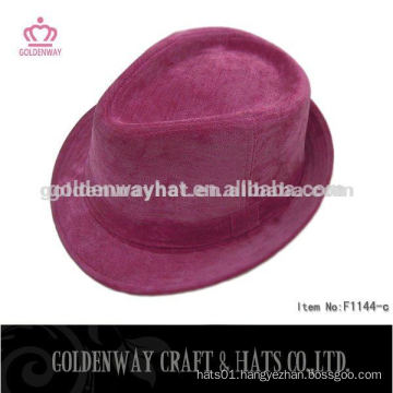 short brim pink fedora felt hat